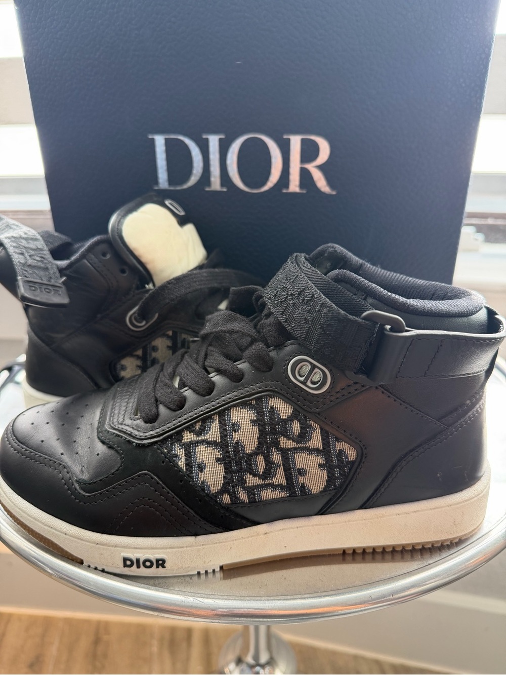 Dior Kids Black and Beige High-Top Sneakers worn twice!